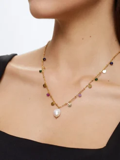 Stainless Steel Necklace With Freshwater Pearl|Parfois Outlet