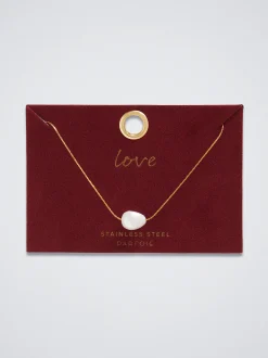 Stainless Steel Necklace With Pearl|Parfois Discount