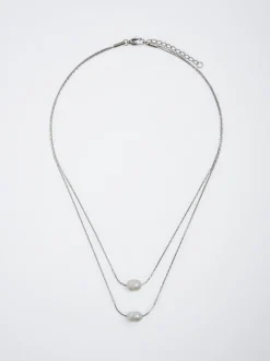 Stainless Steel Necklace With Freshwater Pearl|Parfois Sale