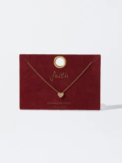 Stainless Steel Necklace With Heart|Parfois Cheap