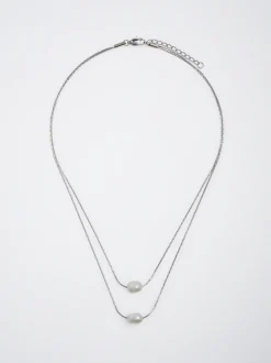 Stainless Steel Necklace With Freshwater Pearl|Parfois Shop