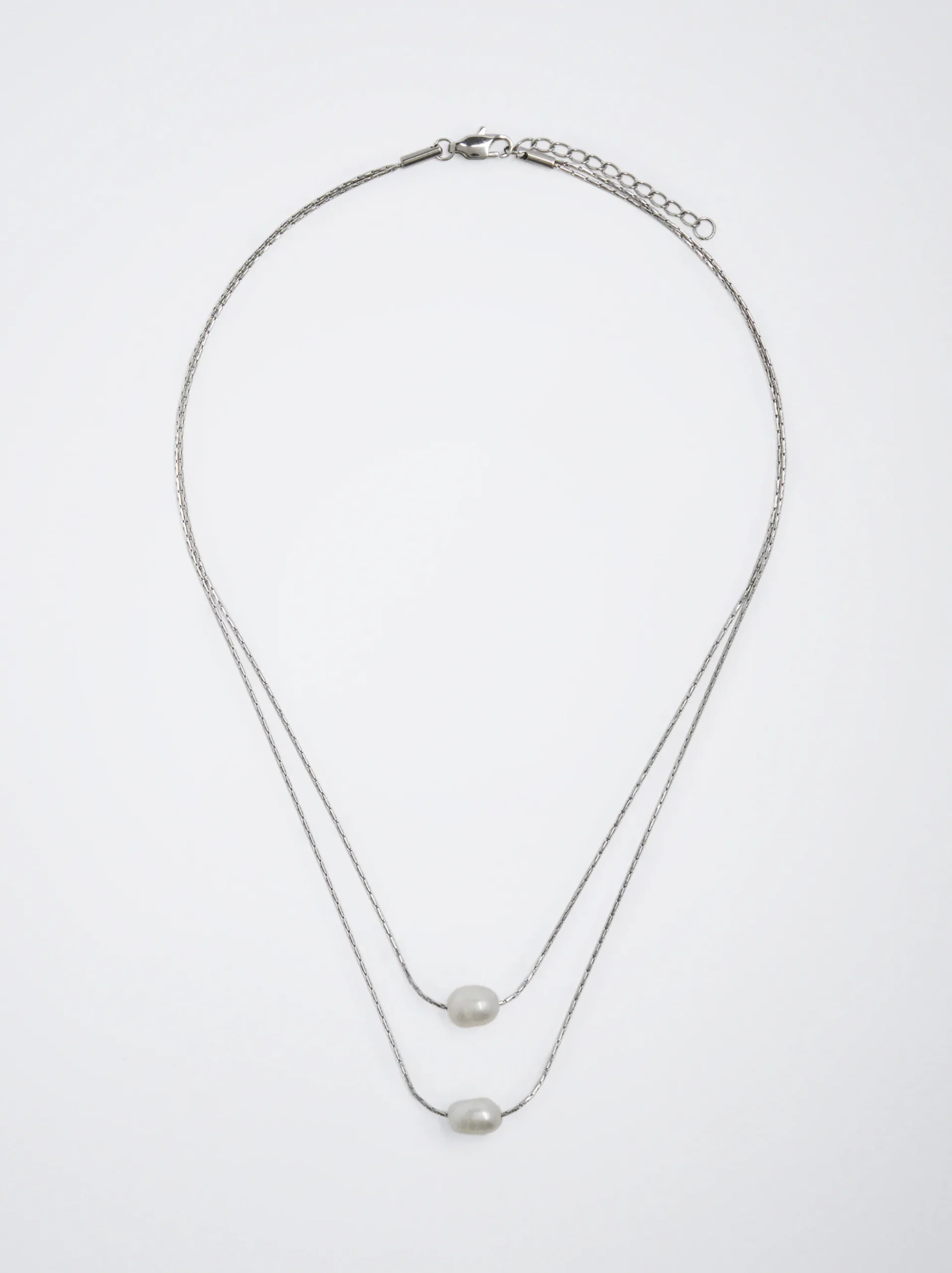 Stainless Steel Necklace With Freshwater Pearl|Parfois Shop