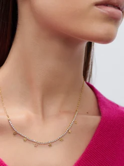 Stainless Steel Necklace With Stars And Zirconia|Parfois Discount
