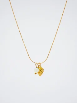 Stainless Steel Necklace With Stone And Leaf|Parfois Flash Sale