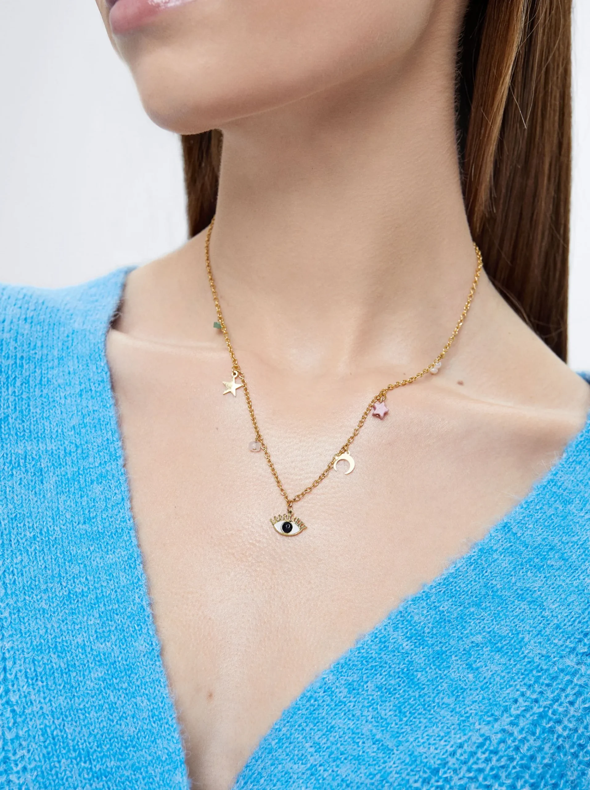 Steel Necklace With Semiprecious Stone|Parfois Flash Sale