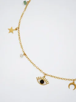 Steel Necklace With Semiprecious Stone|Parfois Flash Sale