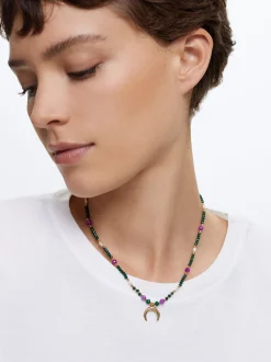Steel Necklace With Semiprecious Stone|Parfois Fashion