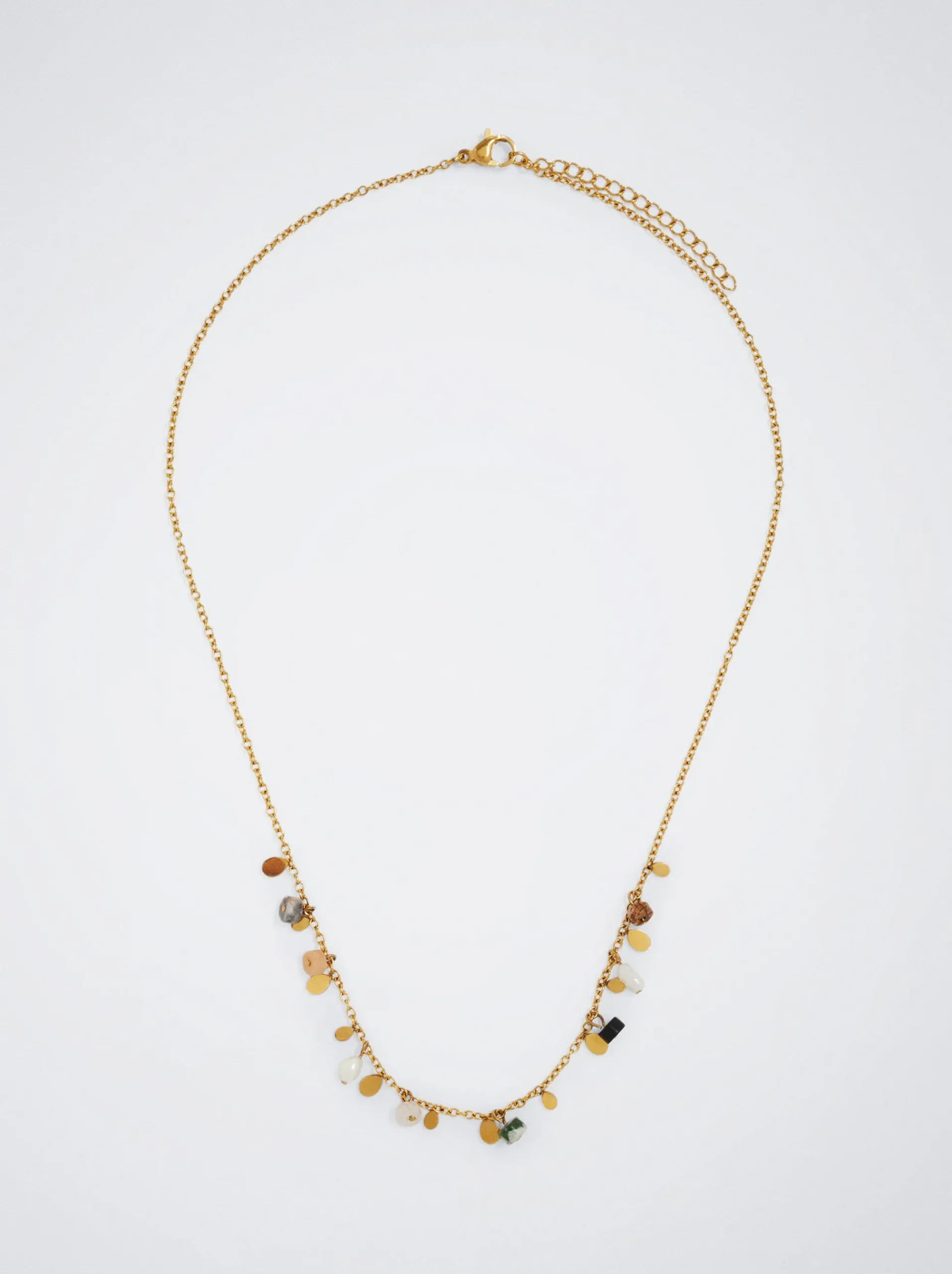 Steel Necklace With Semiprecious Stone|Parfois Flash Sale