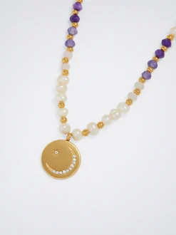 Steel Necklace With Semiprecious Stone|Parfois Shop