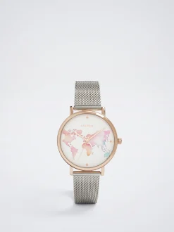 Steel Watch With World Map Case|Parfois Best