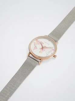 Steel Watch With World Map Case|Parfois Best