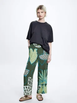 Straight Printed Pants|Parfois Outlet