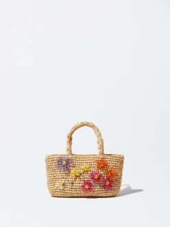 Straw Bag With Flowers|Parfois Cheap
