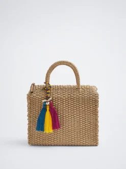 Straw Crossbody Bag With Detachable Pendant|Parfois Store