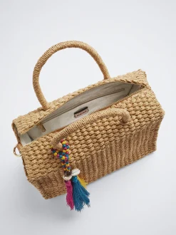 Straw Crossbody Bag With Detachable Pendant|Parfois Store