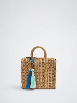Straw Tote Bag With Detachable Pendant|Parfois Hot