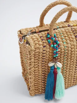 Straw Tote Bag With Detachable Pendant|Parfois Hot