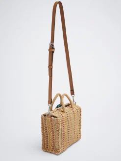 Straw Tote Bag With Detachable Pendant|Parfois Hot