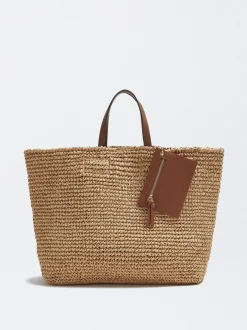 Straw Tote Bag With Pendant|Parfois Best Sale