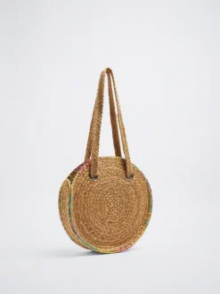 Straw Tote Bag With Pendant|Parfois Outlet