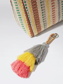 Straw-Effect Crossbody Bag With Pendant|Parfois Store