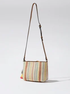 Straw-Effect Crossbody Bag With Pendant|Parfois Store
