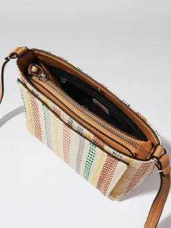 Straw-Effect Crossbody Bag With Pendant|Parfois Store