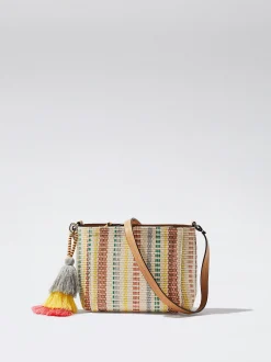 Straw-Effect Crossbody Bag With Pendant|Parfois Flash Sale