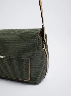 Straw-Effect Crossbody Bag|Parfois Outlet