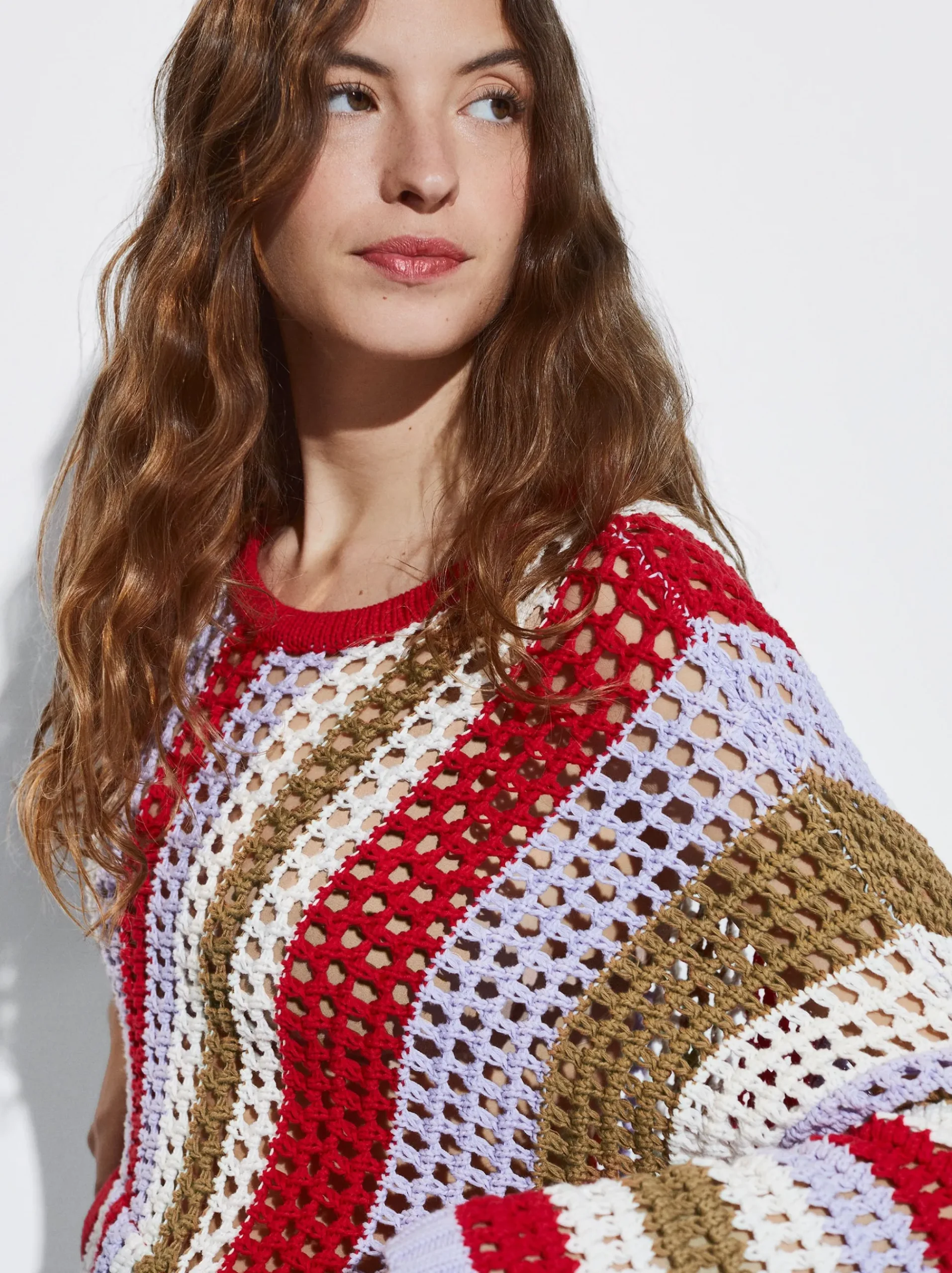 Striped Crochet Sweater|Parfois New