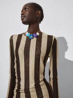 Striped Tulle Midi Dress|Parfois Flash Sale