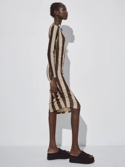 Striped Tulle Midi Dress|Parfois Flash Sale
