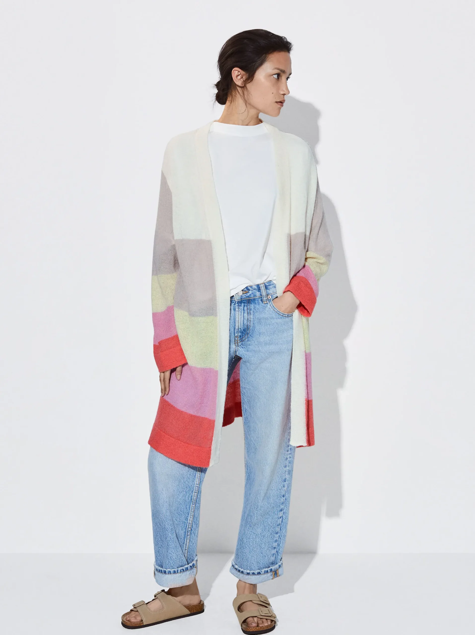 Striped Wool Blend Cardigan|Parfois Hot