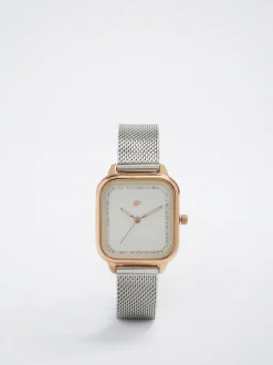 Watch With Stainless Steel Metallic Mesh Strap|Parfois New