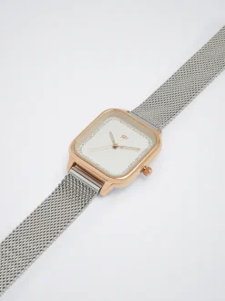 Watch With Stainless Steel Metallic Mesh Strap|Parfois New
