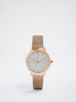 Watch With Stainless Steel Metallic Mesh Strap|Parfois Store