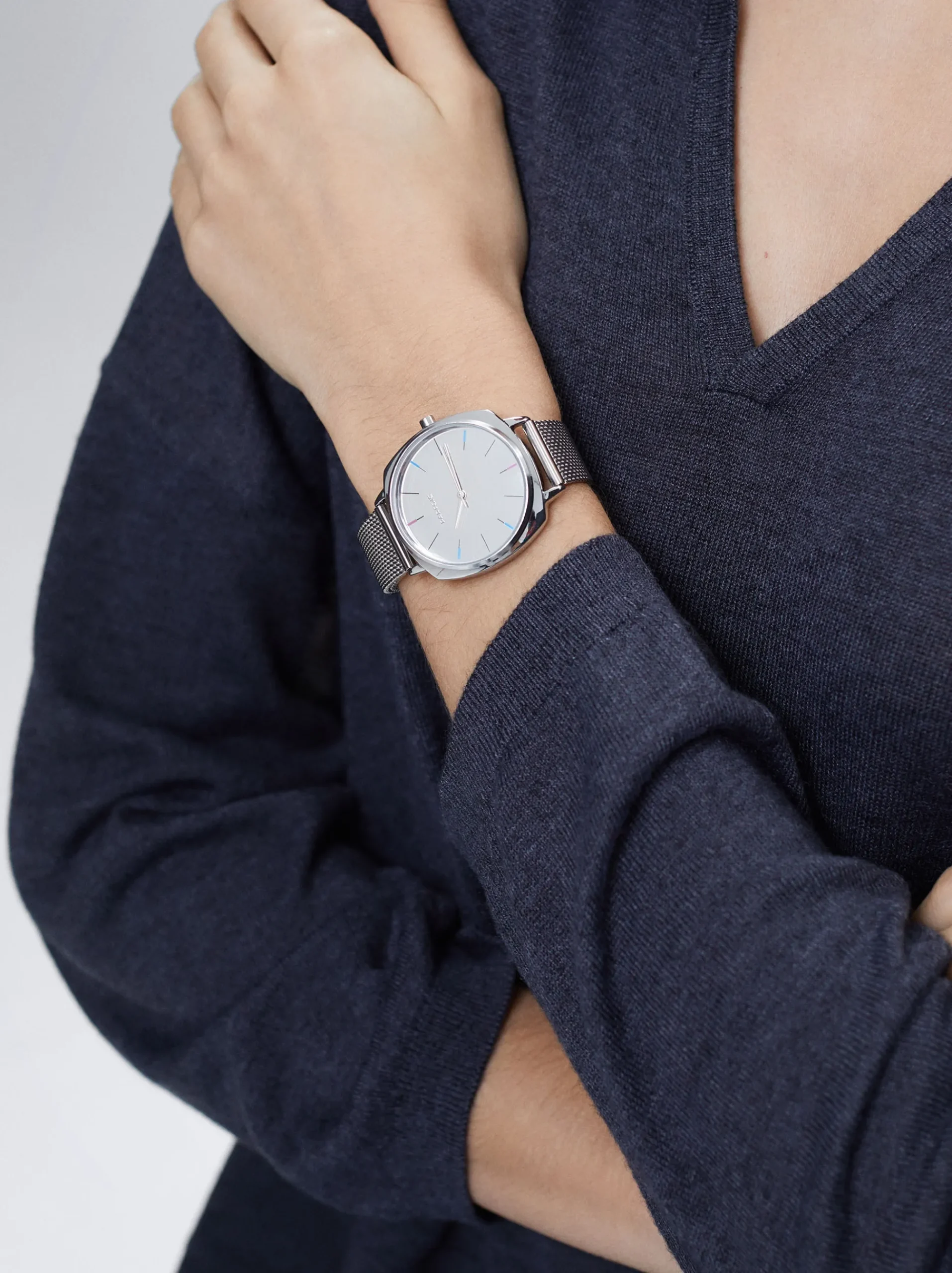 Watch With Stainless Steel Metallic Mesh Strap|Parfois Discount