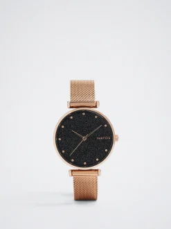 Watch With Stainless Steel Metallic Mesh Strap|Parfois Clearance