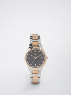 Watch With Two-Toned Steel Strap|Parfois Outlet