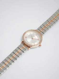 Watch With Two-Toned Steel Strap|Parfois Cheap